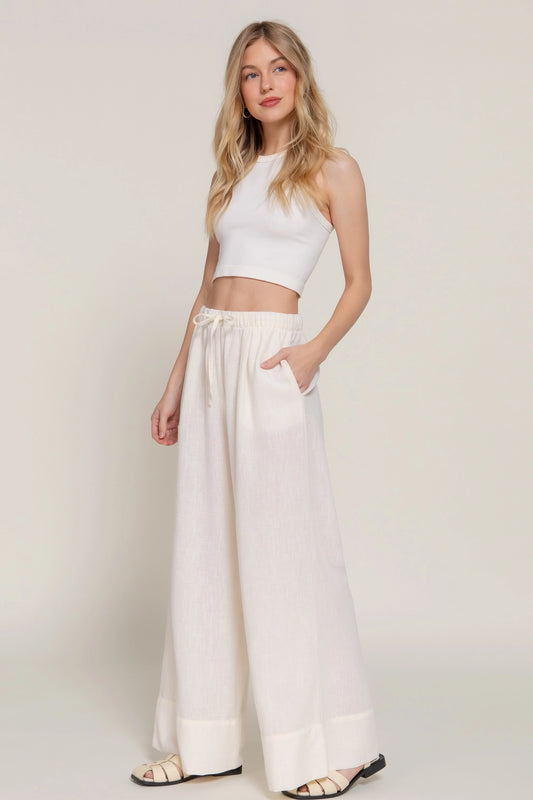 Linen Effect Palazzo Pants