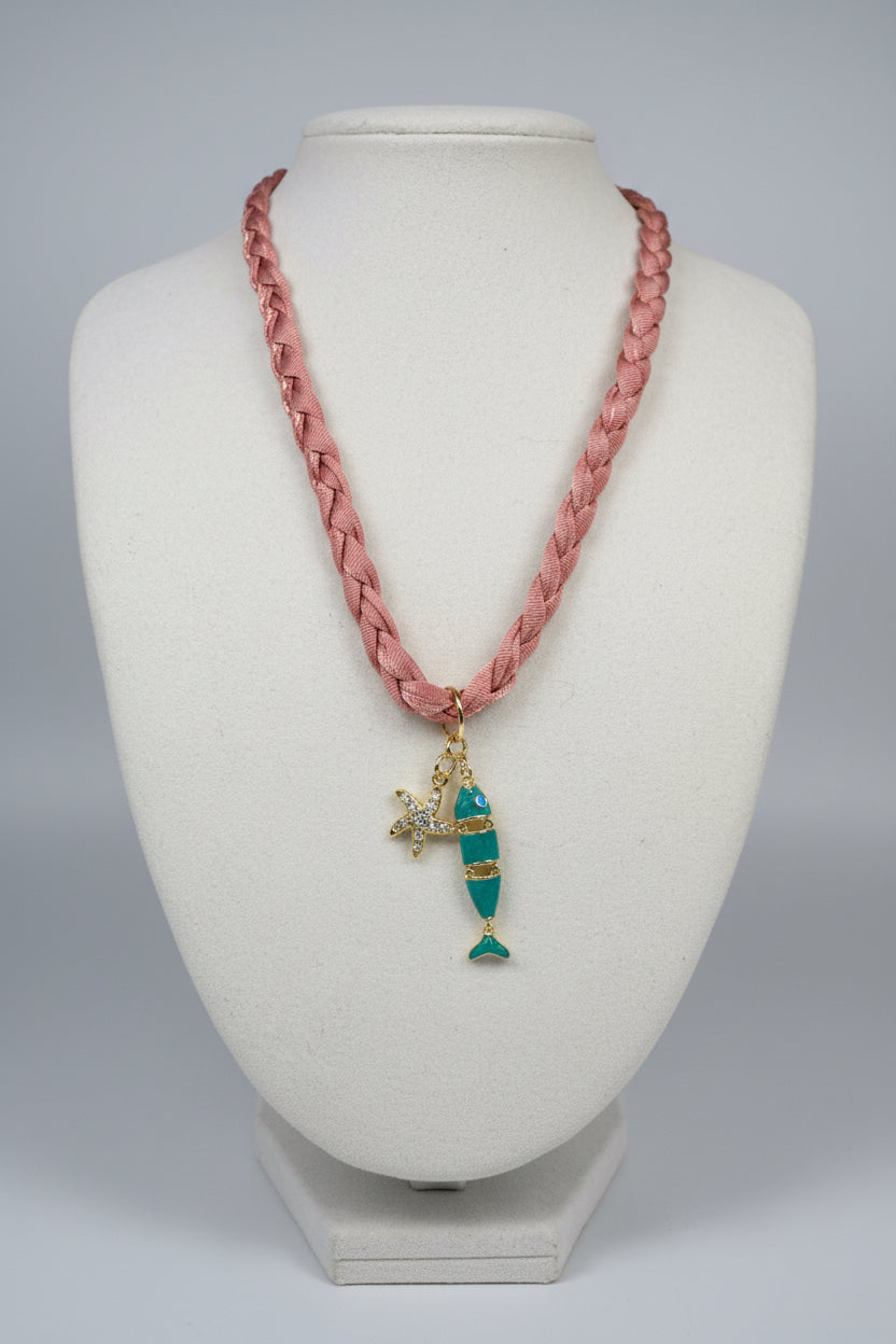 Braided Bandana Necklace with Charms