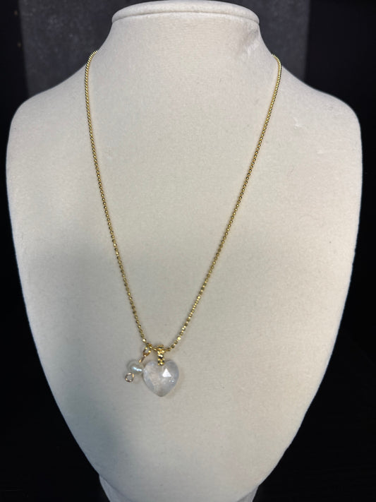 Quartz Heart Charm Necklace