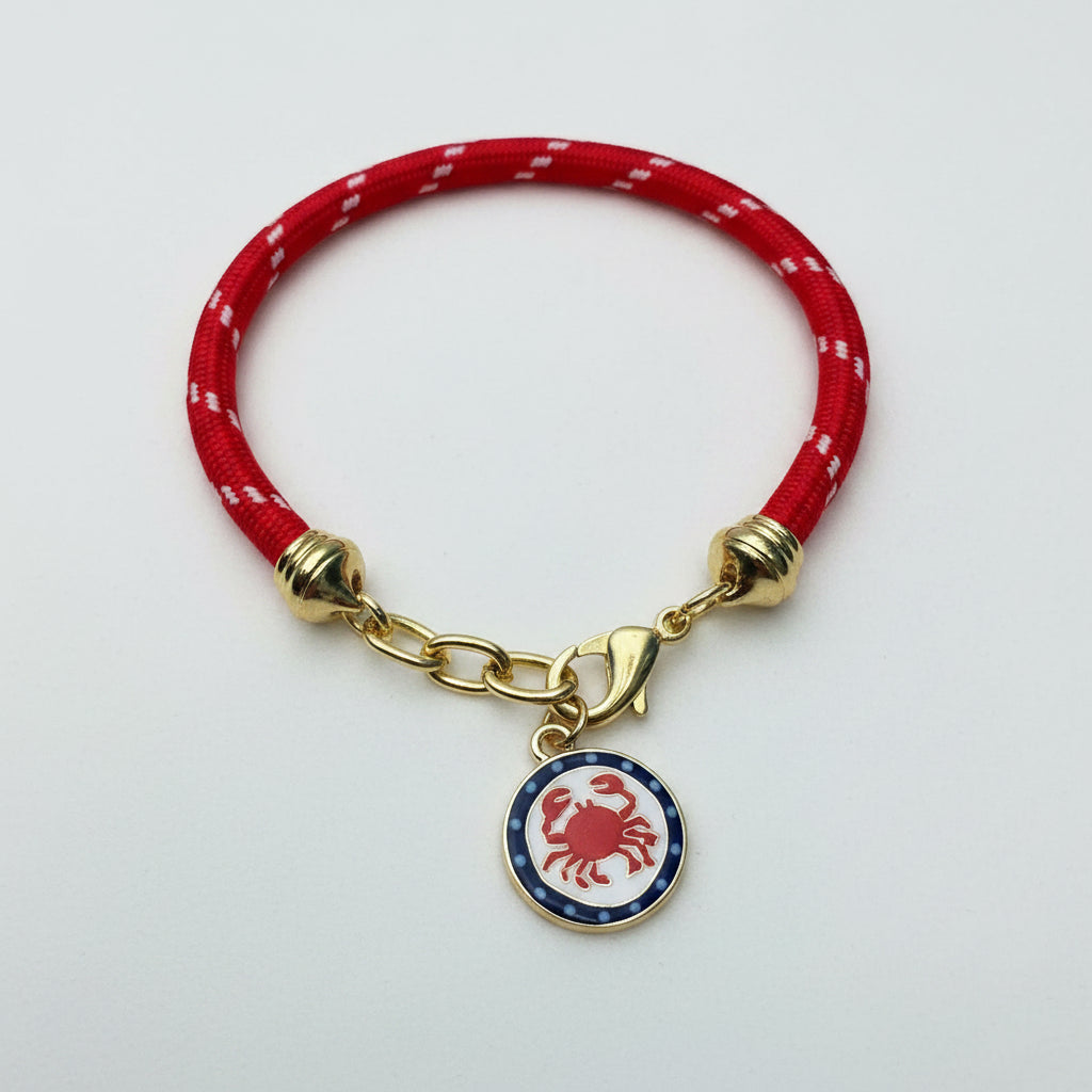 RED ROPE BRACELET & CRAB CHARM