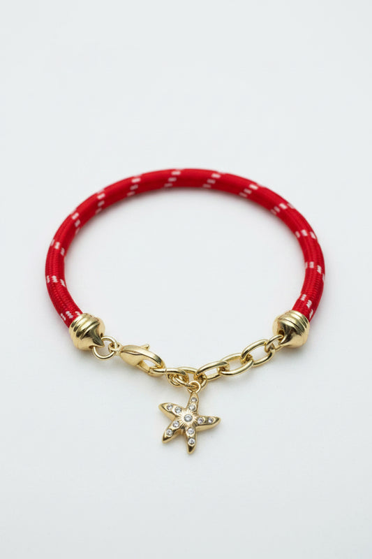 RED ROPE BRACELET & STARFISH CHARM