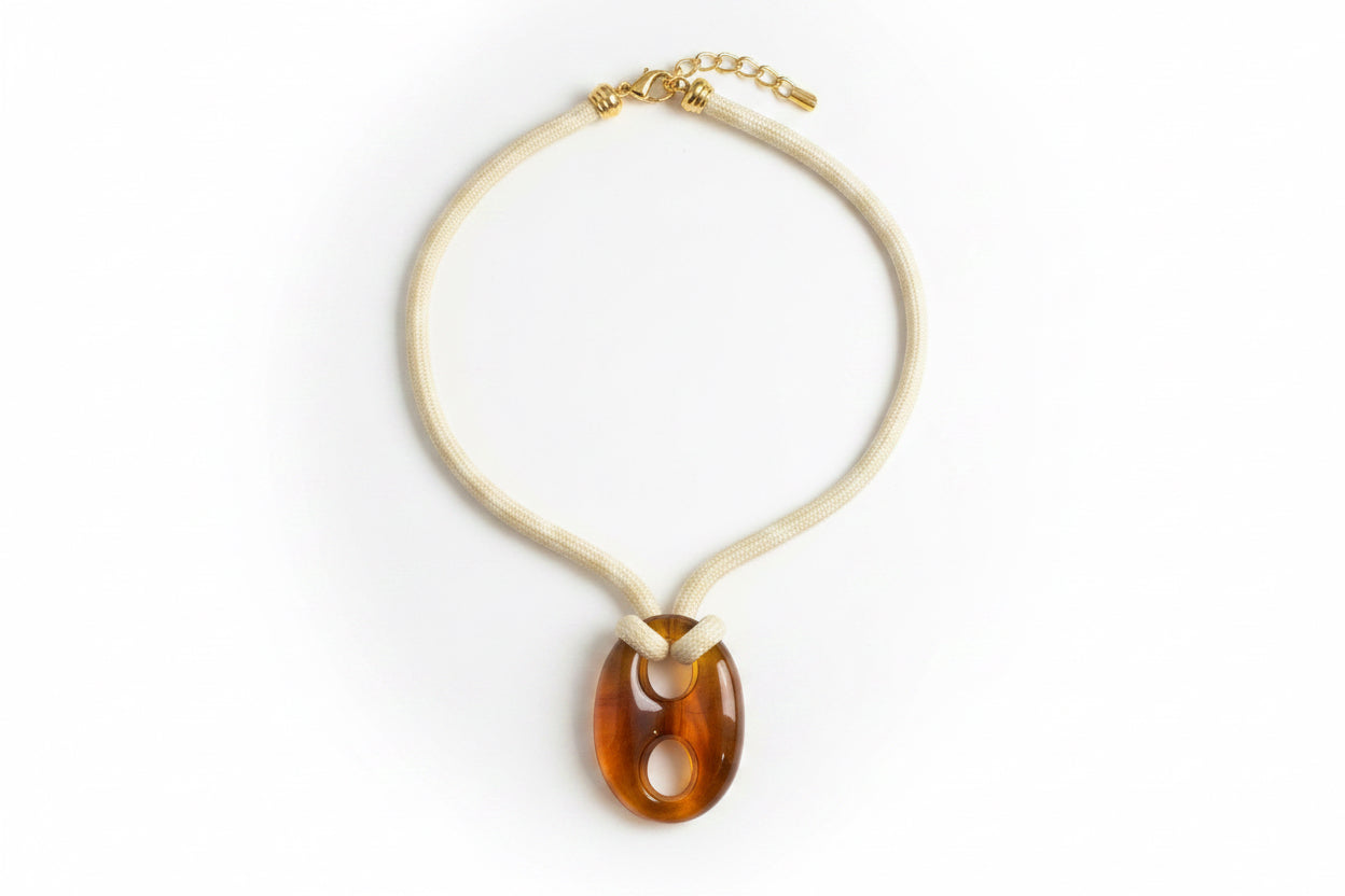 Resin Anchor Pendant Rope Necklace