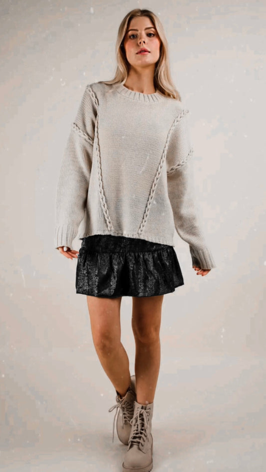 Shiny Woven Flare Mini Skirt