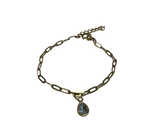 Paperclip Chain Bracelet with Stud Charm