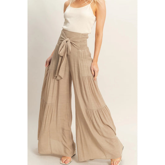 Smocked Waist Palazzo Pants