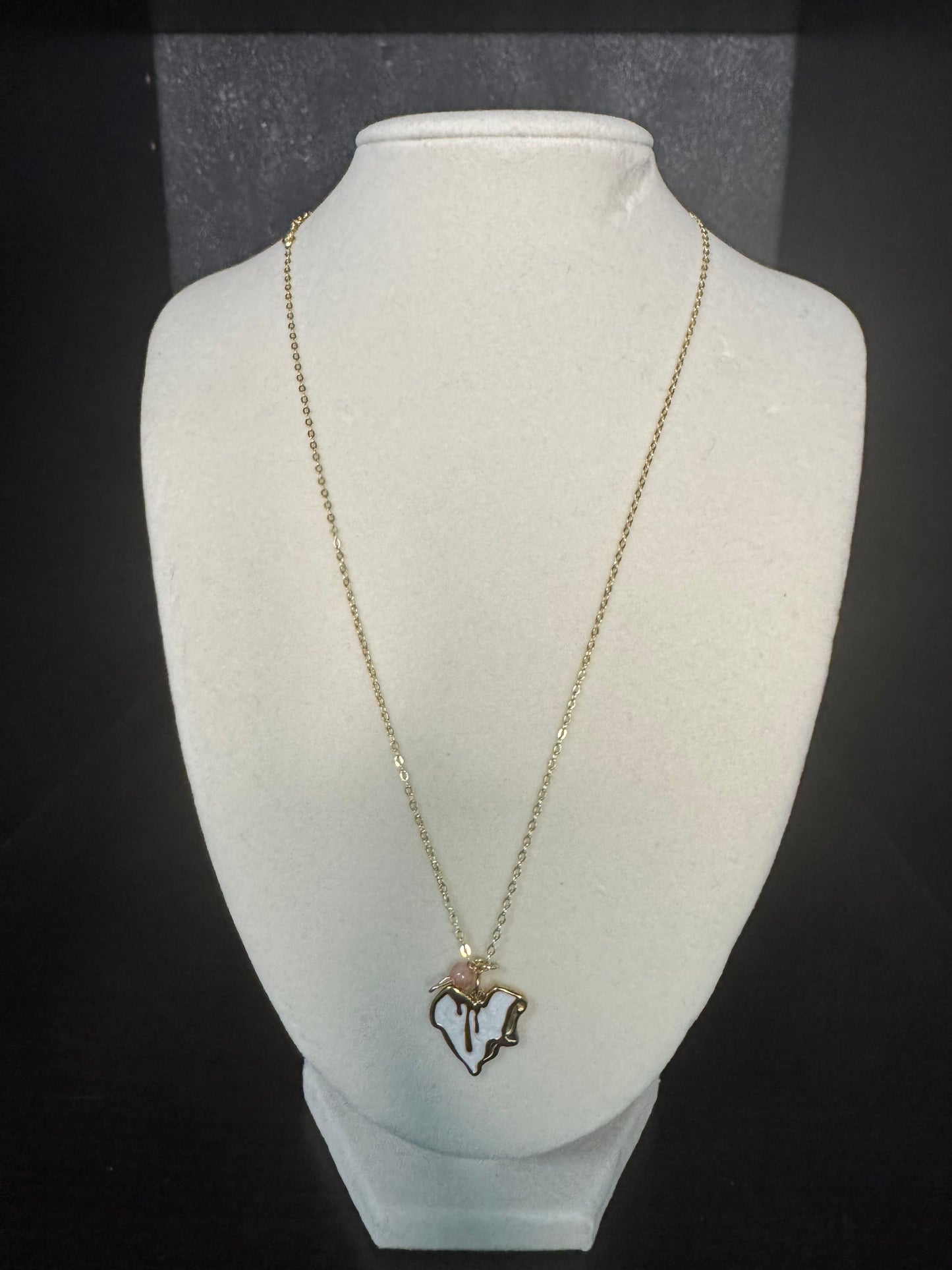 Molten Drip Heart with Fresh water Pearl Necklace