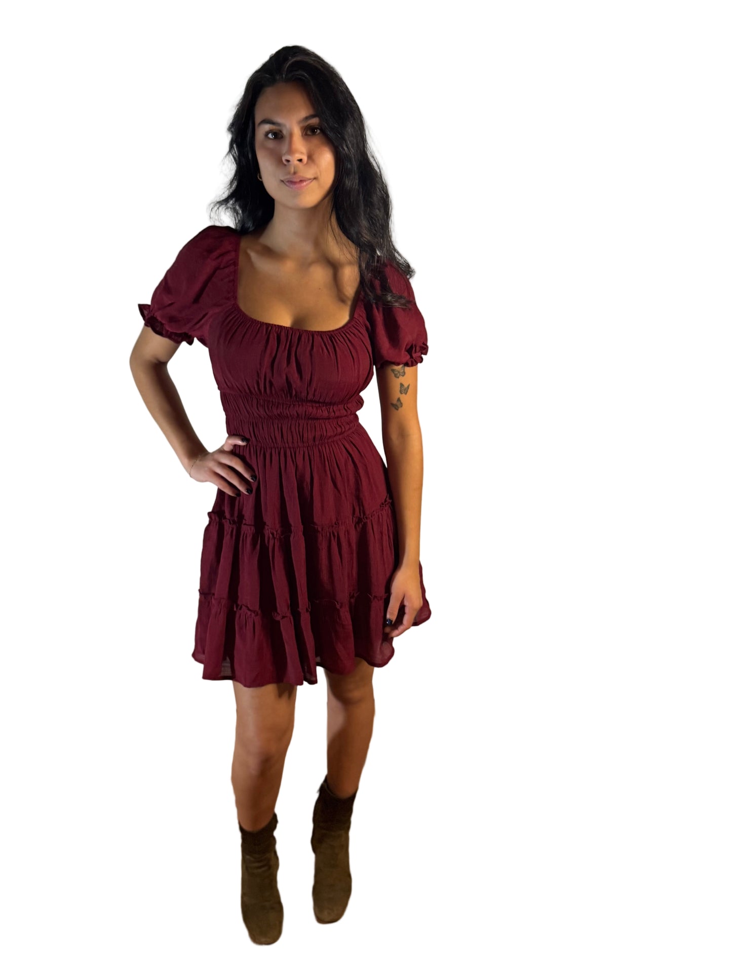 Smocked puff sleeve dress