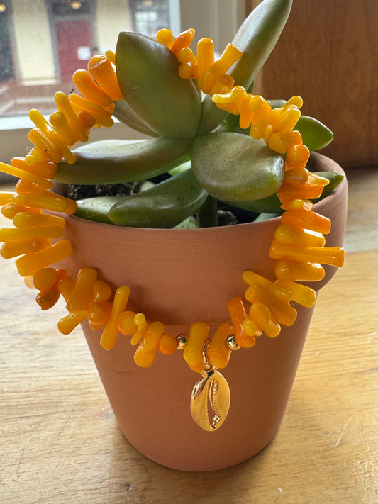 Yellow Coral Beads Bracelet