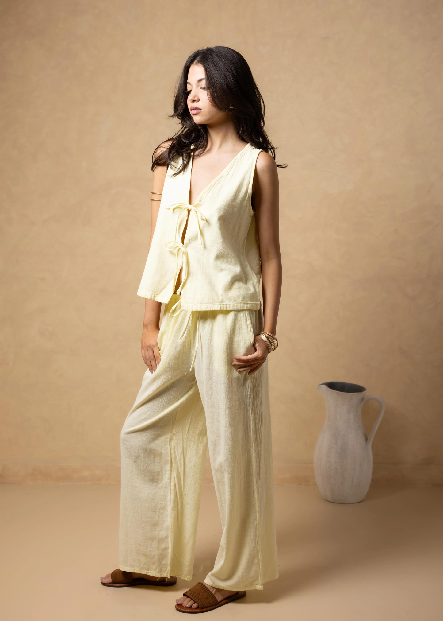 The Gabby Yellow Vest Top & Pants Set